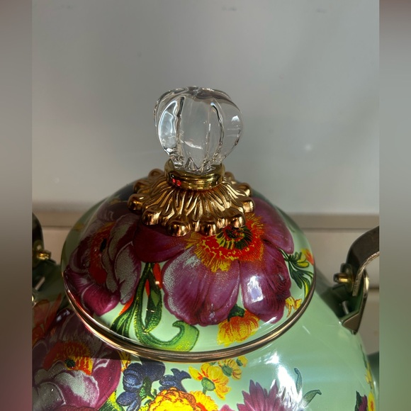 NEW Mackenzie Childs Green Flower Market Teapot - Picture 3 of 4